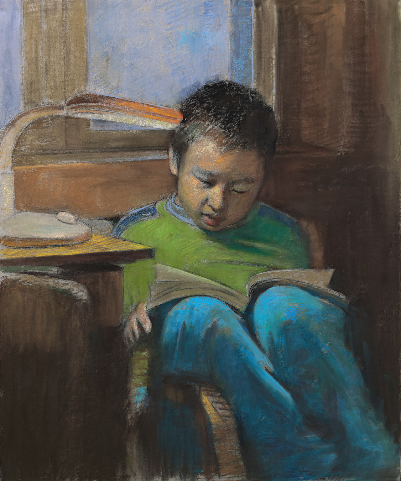 色粉画【夜读】_李程art-站酷zcool