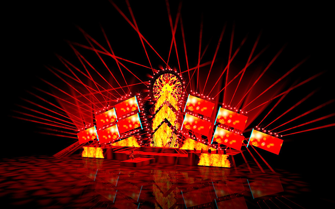 《日出东方红胜火》舞台设计