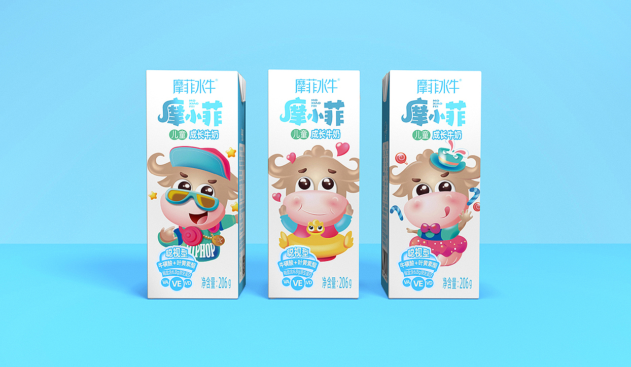 奥格光年原创案例摩小菲儿童牛奶ip包装