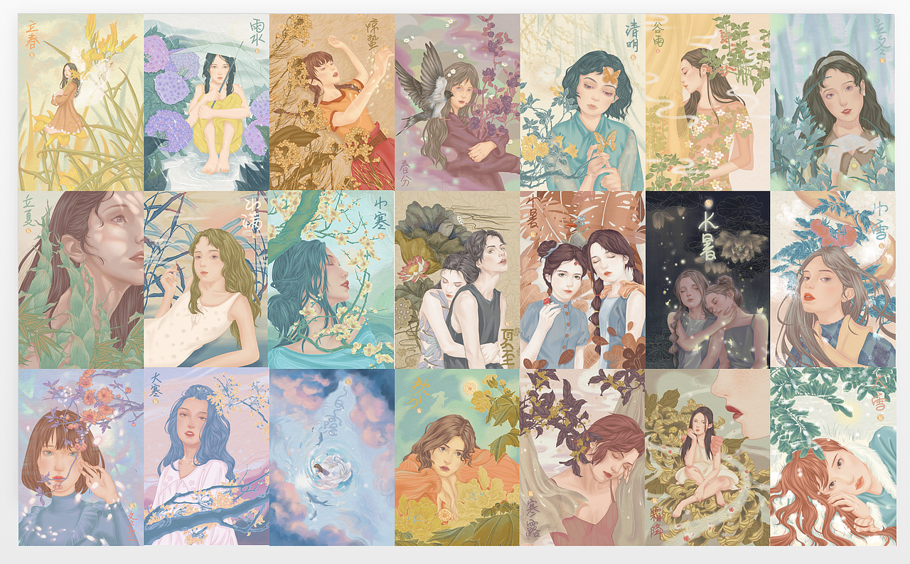 二十四节气插画设计（图ZMTY1ODIzNzk2） - 商业插画 - 站酷设计师柿子辣椒原创素材 - 站酷ZCOOL