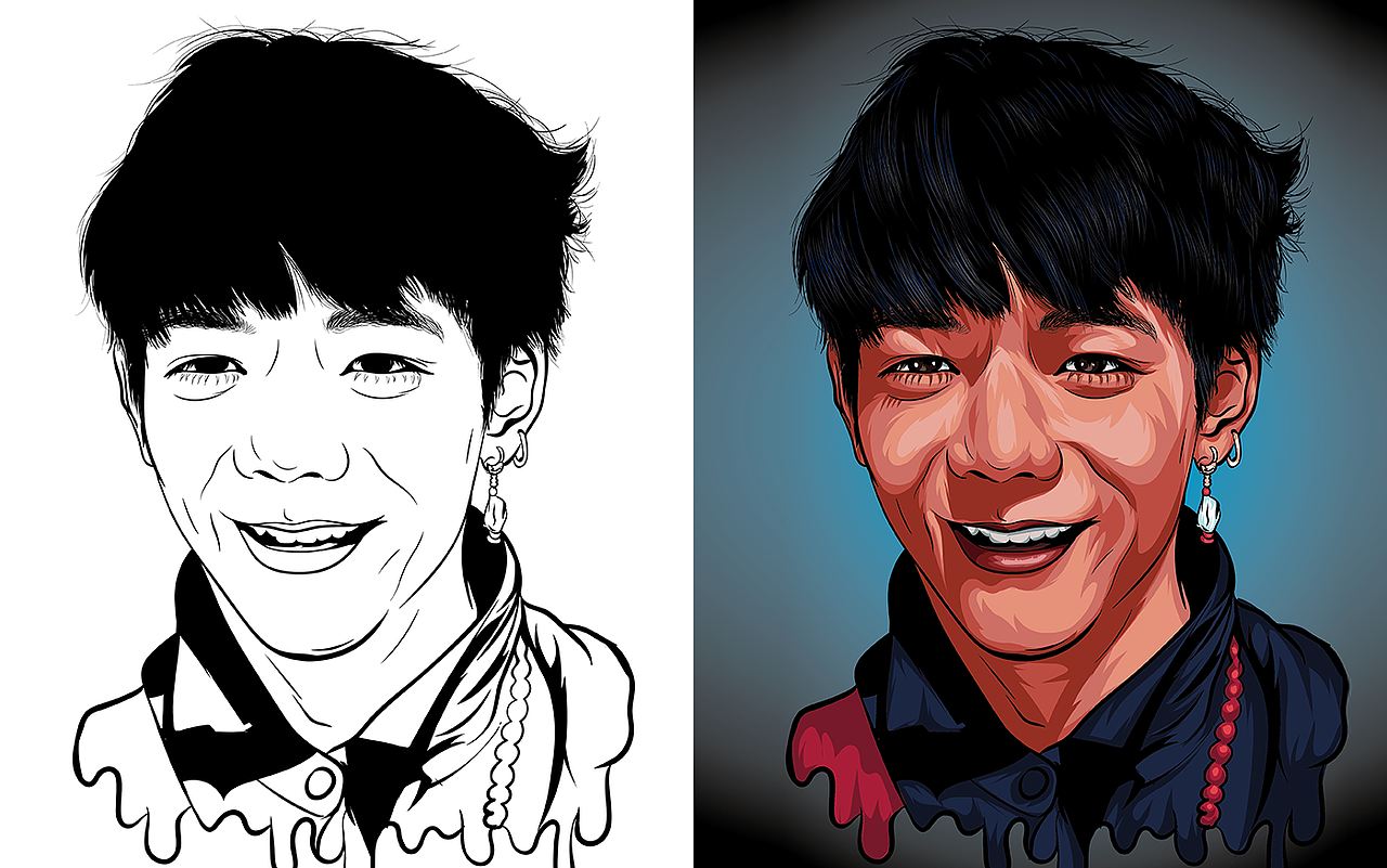 手绘AI矢量插画头像,近期练习作品,请多赐教!