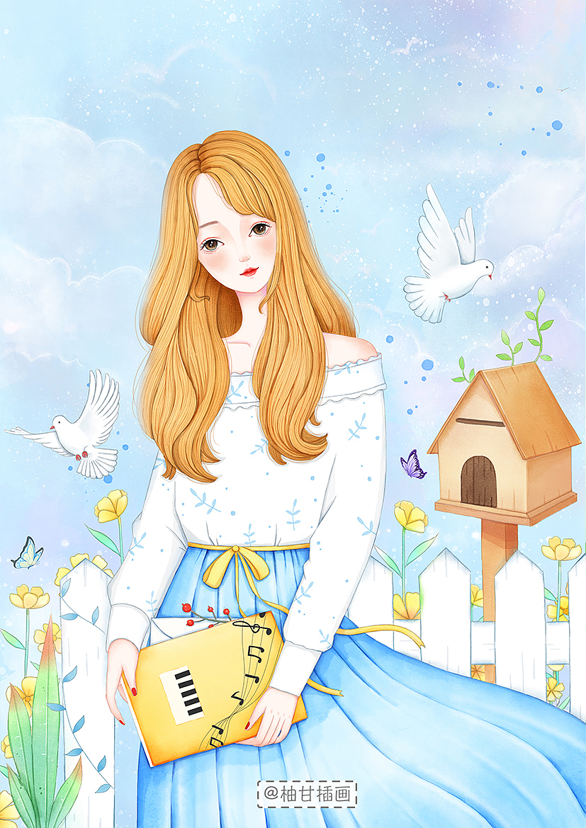 少女人物插画（图ZMTczOTc2NjM2） - 商业插画 - 站酷设计师柚甘原创素材 - 站酷ZCOOL