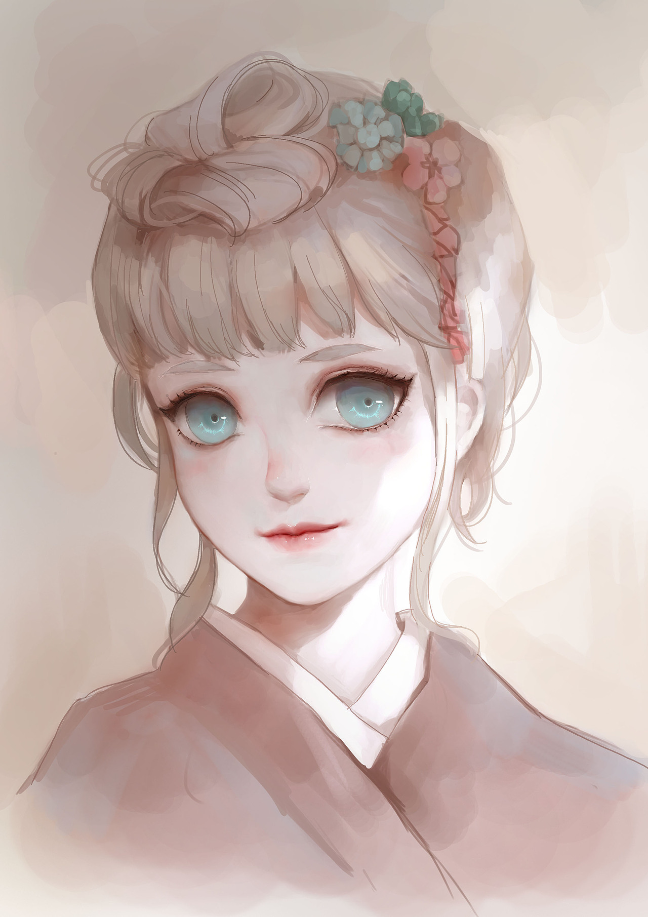 日韩萌妹练习(附灰阶上色过程)