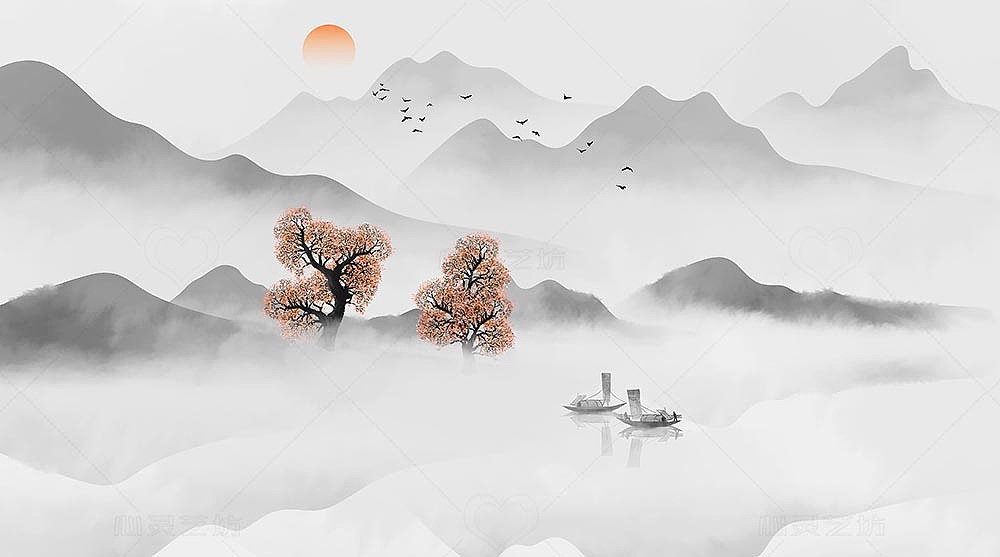 淡雅山水（图ZMjcwMTA3NzMy） - 商业插画 - 站酷设计师心灵艺坊原创素材 - 站酷ZCOOL