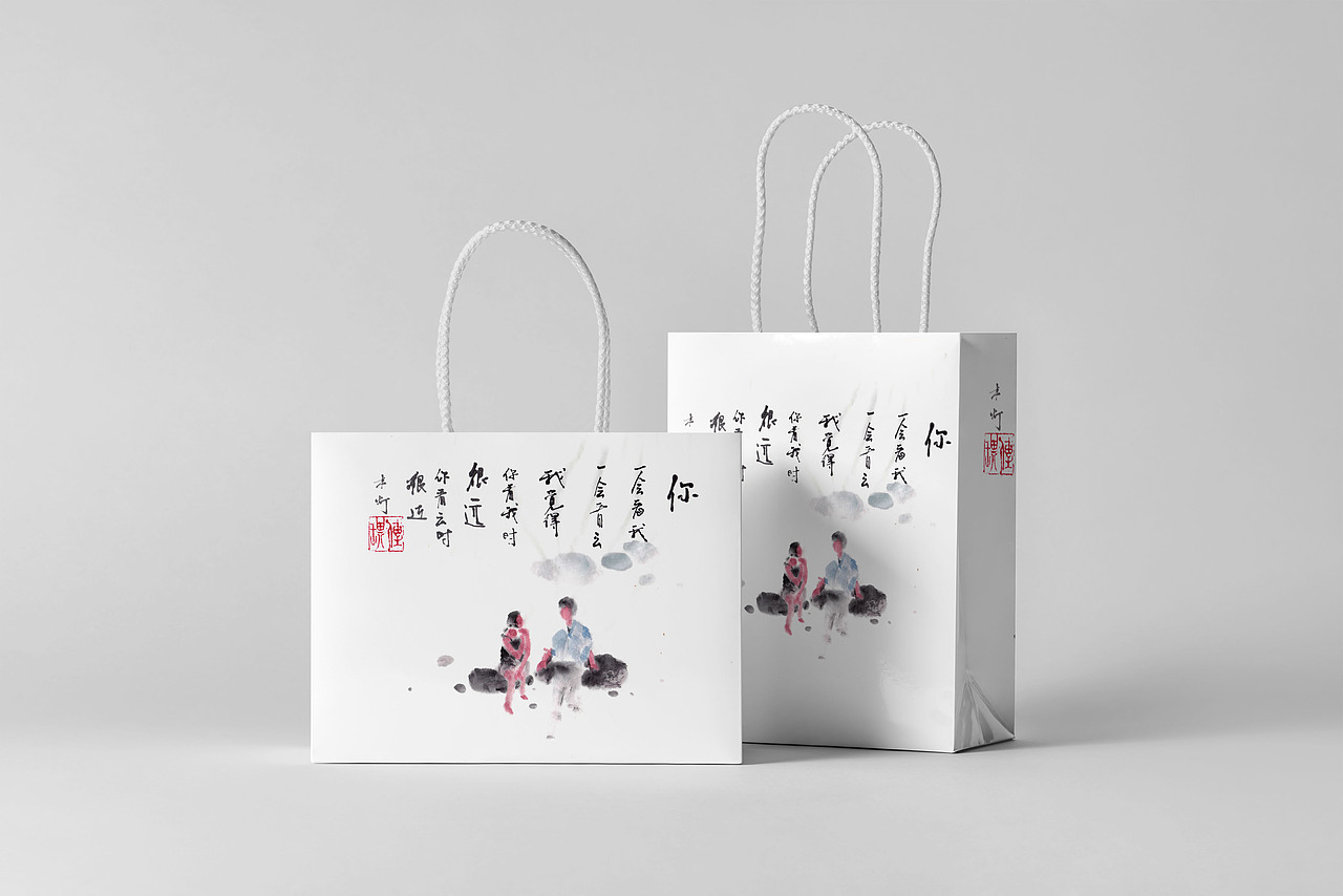 【作品合集】将自己的水彩画做成了礼品包装袋的样子