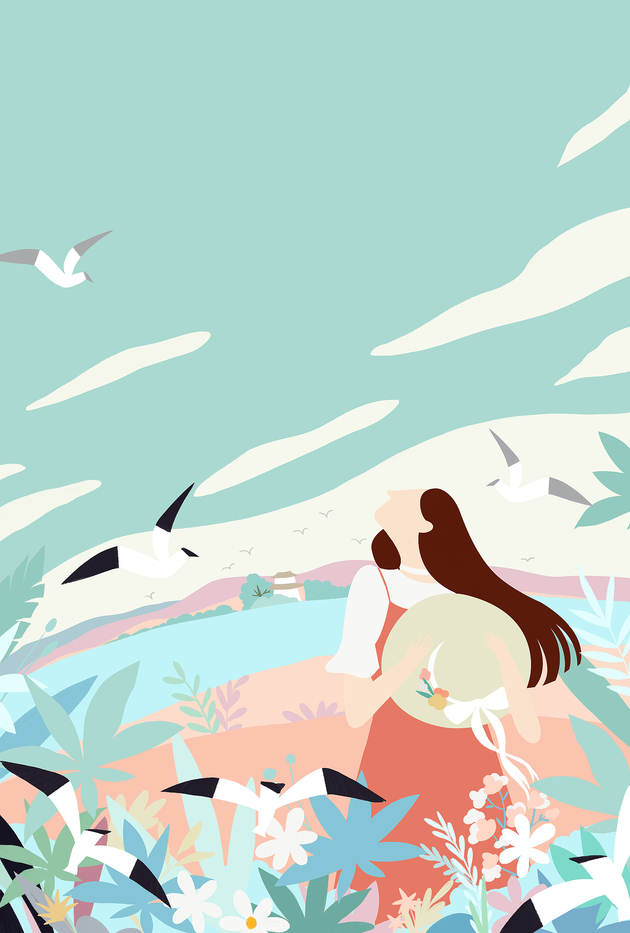 小清新面膜包装封面插画