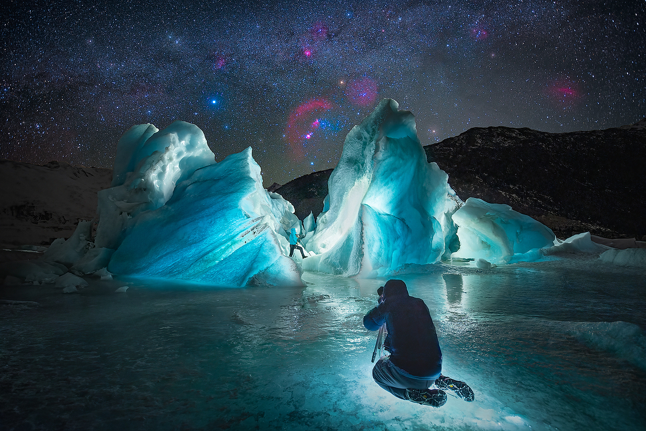 西藏来古冰川,星空下的蔚蓝