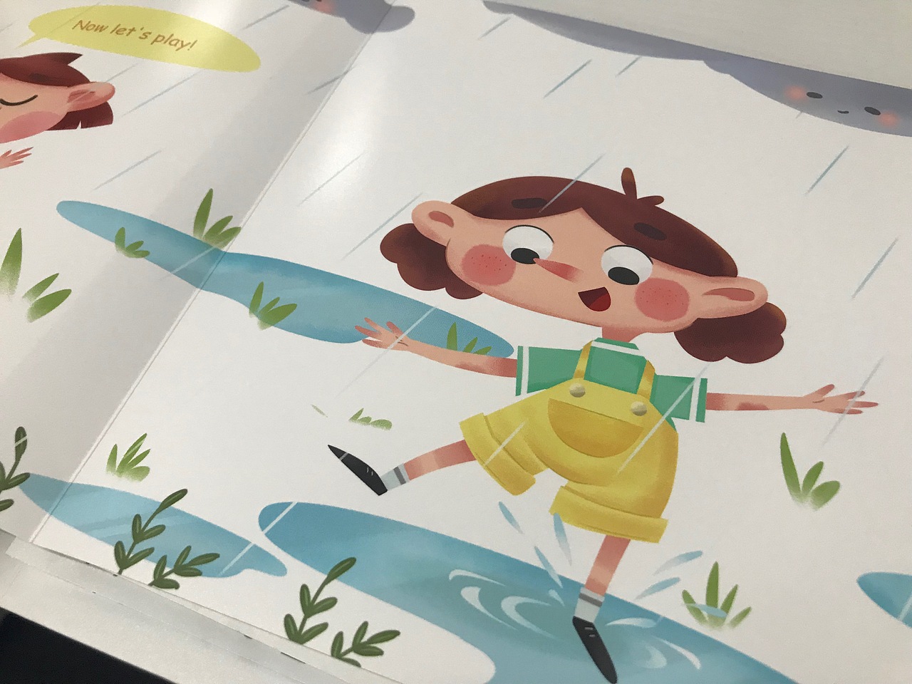 工作上的绘本图（三）～rain rain go away！（图ZMTQwNzYxOTA0） - 绘本 - 站酷设计师夏小花与旺达原创素材 - 站酷ZCOOL