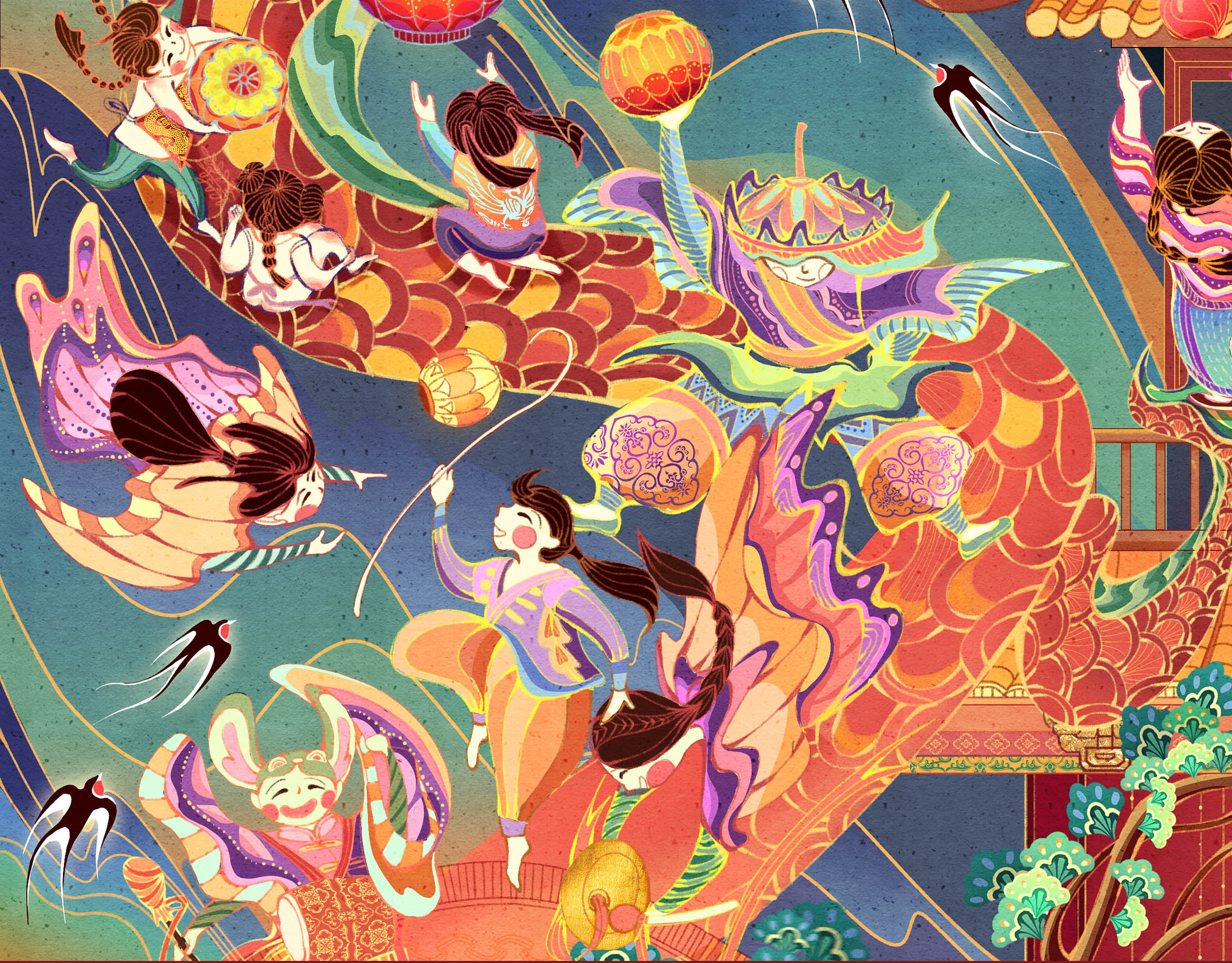 2020鼠年新春贺图 —《鼠咬天开-奇幻新年》|插画|商业插画|李耀辉