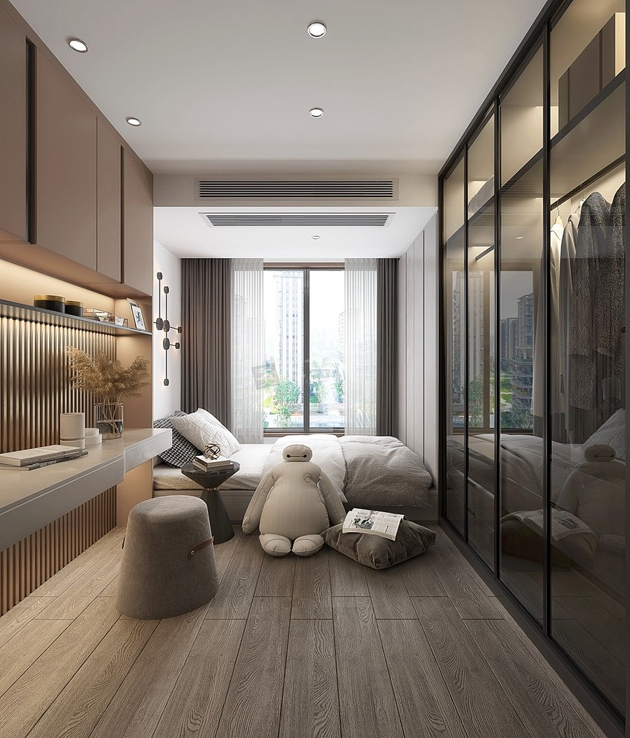 金辉长江铭著大平层装修,时尚轻奢风无主灯设计参考图