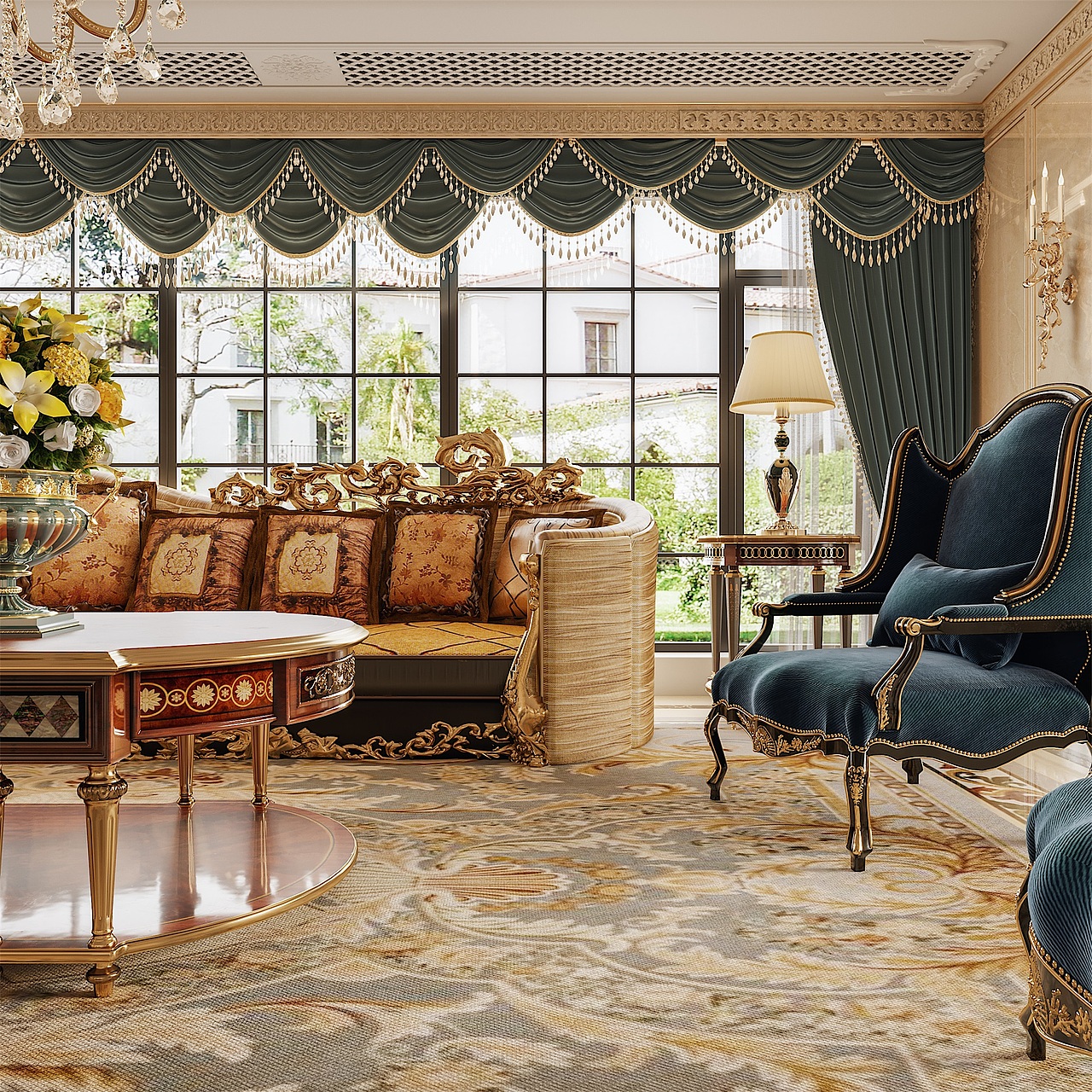 复古欧式宫廷室内效果图表现
