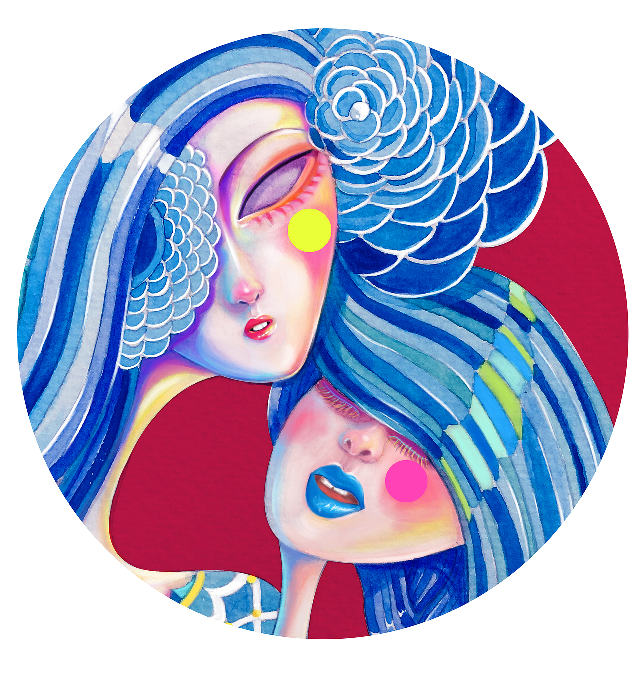 插画习作 闺蜜（图ZMTE0ODUxMDM2） - 创作习作 - 站酷设计师余巧红原创素材 - 站酷ZCOOL