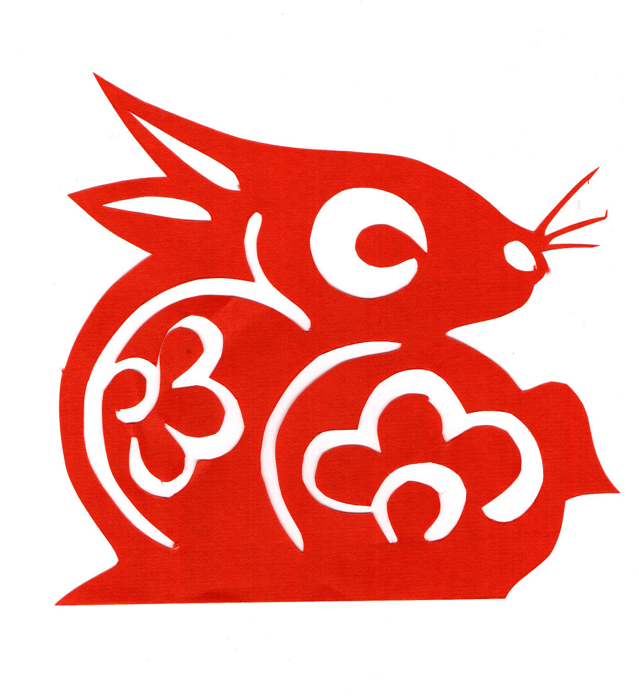 红色剪纸中国风十二生肖之兔插画图片-千库网
