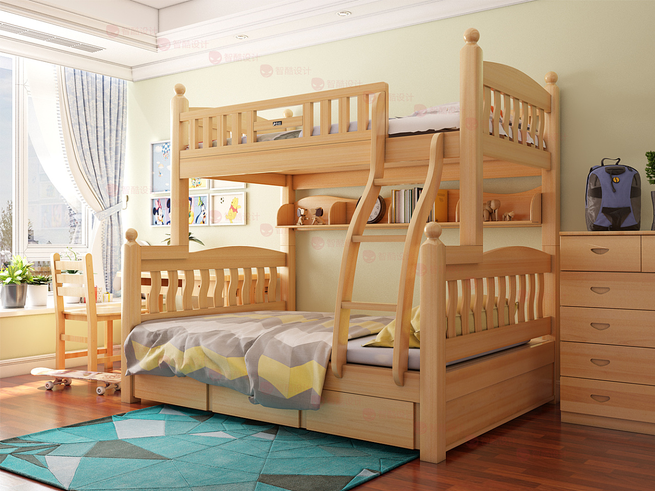 儿童床效果图|工业/产品|家具|Ailu507 - 原创作品 - 站酷 (ZCOOL)