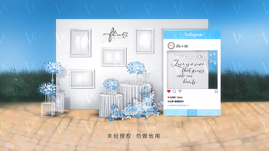 户外婚礼-蓝白（图ZMTY4MTQwNjA0） - 艺术插画 - 站酷设计师平面设计师Viki原创素材 - 站酷ZCOOL