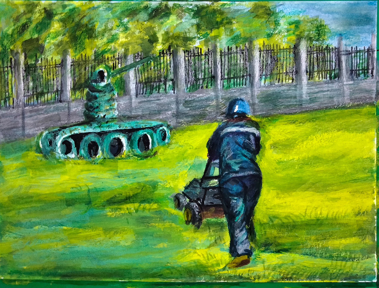 厂区一角，彩铅小画