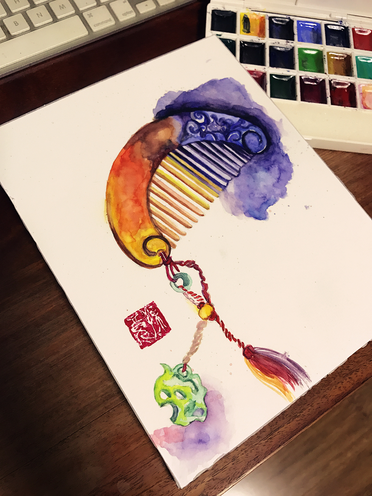 五彩玲珑梳（图ZNjgwNTk4MDA=） - 生活用品 - 站酷设计师孙白兔原创素材 - 站酷ZCOOL