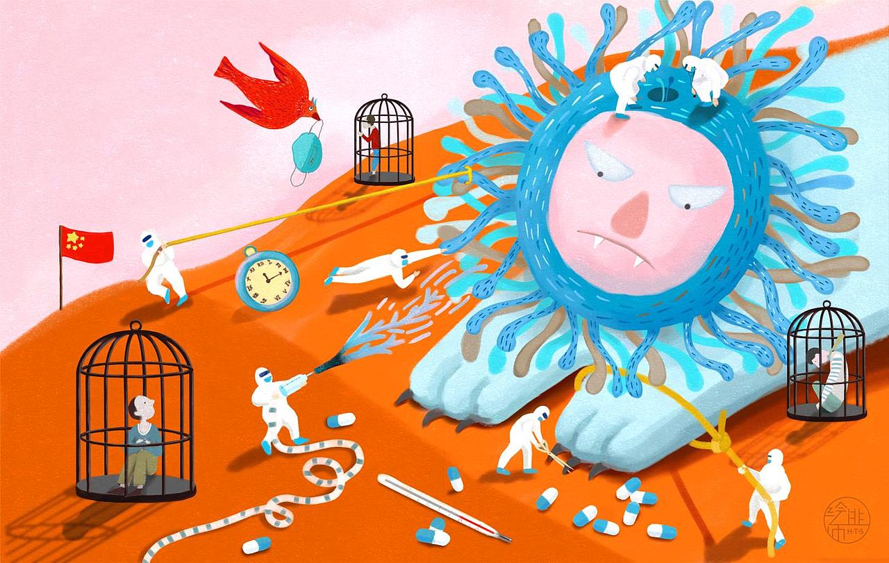 【滚蛋吧，新冠肺炎】（图ZMTk0NjAwMTUy） - 创作习作 - 站酷设计师绘逃师violet原创素材 - 站酷ZCOOL