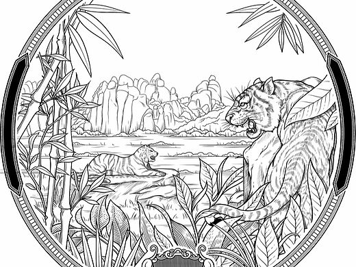 老虎 太姥山 茶饼 插画手绘