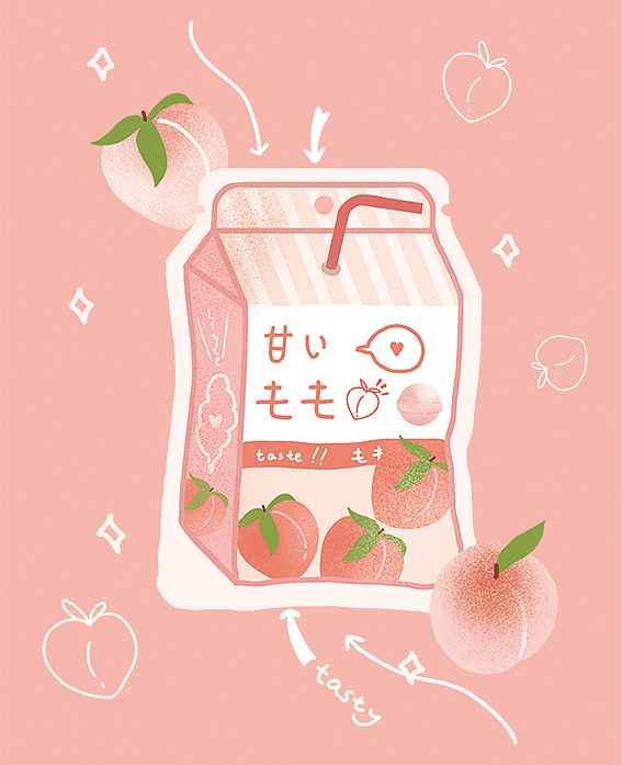 扁平风可爱日式零食插画 30张 原创清新商插/明信片