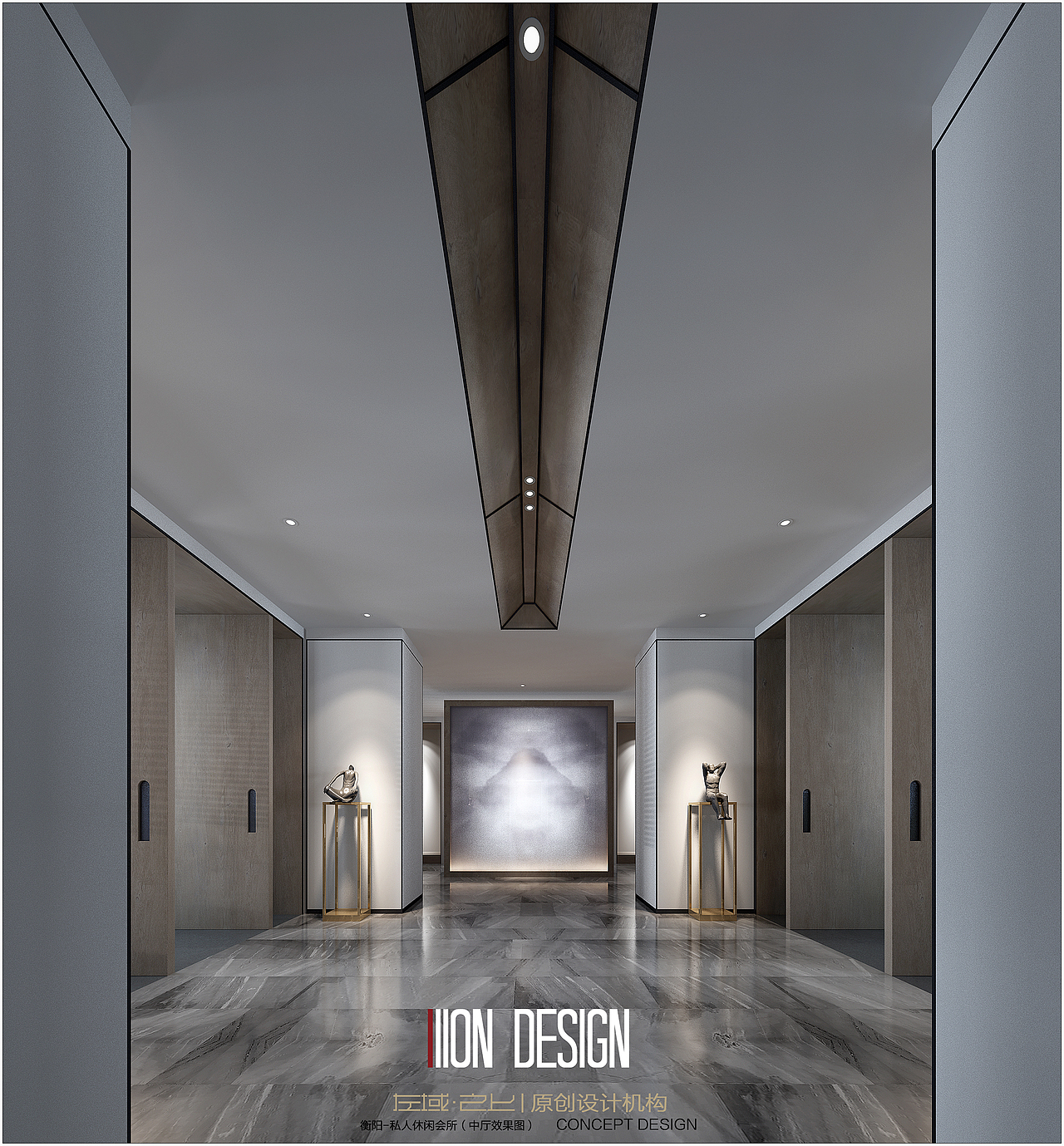 大堂中厅:设计师采用新现代简约风格来营造一个"小众型"的私人会所