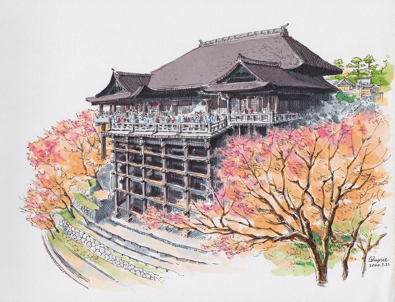 日本旅行手绘小品