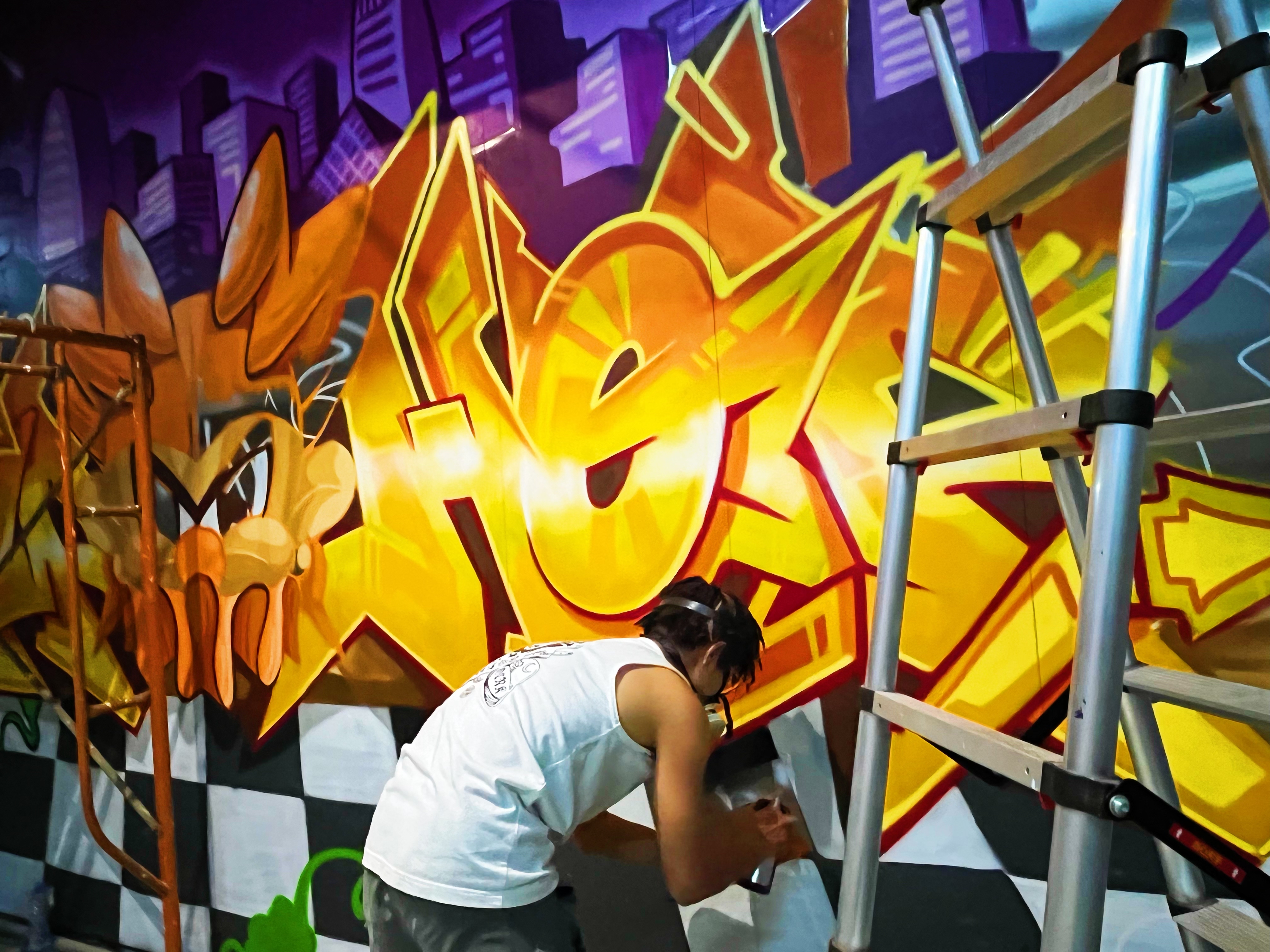 Creation of street graffiti wall