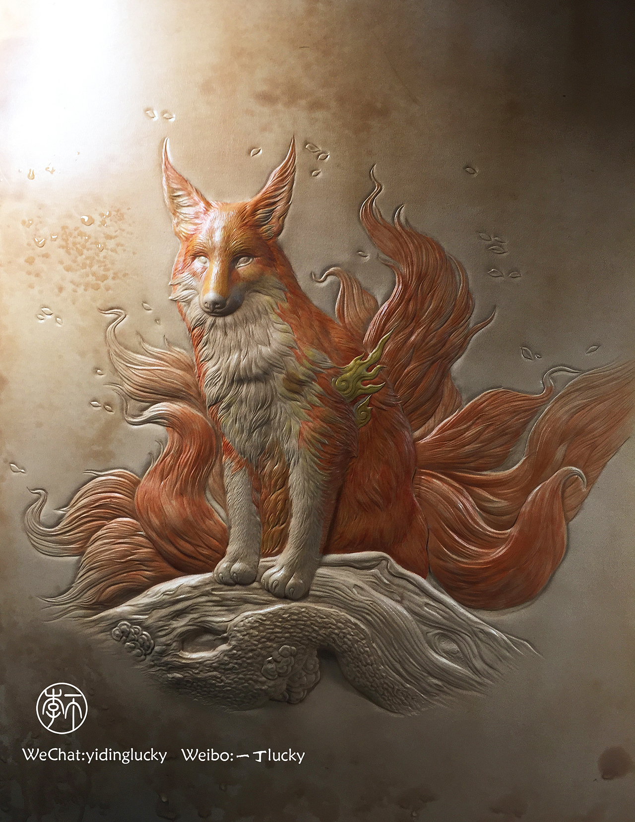 皮塑皮雕作品《九尾狐》（图ZODEyMjQwNzI=） - 工艺品设计 - 站酷设计师一丁lucky原创素材 - 站酷ZCOOL