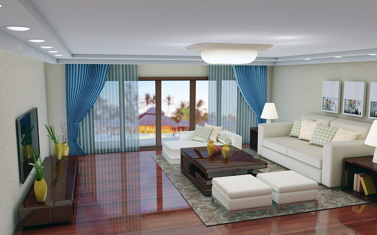 C4D客厅效果图设计