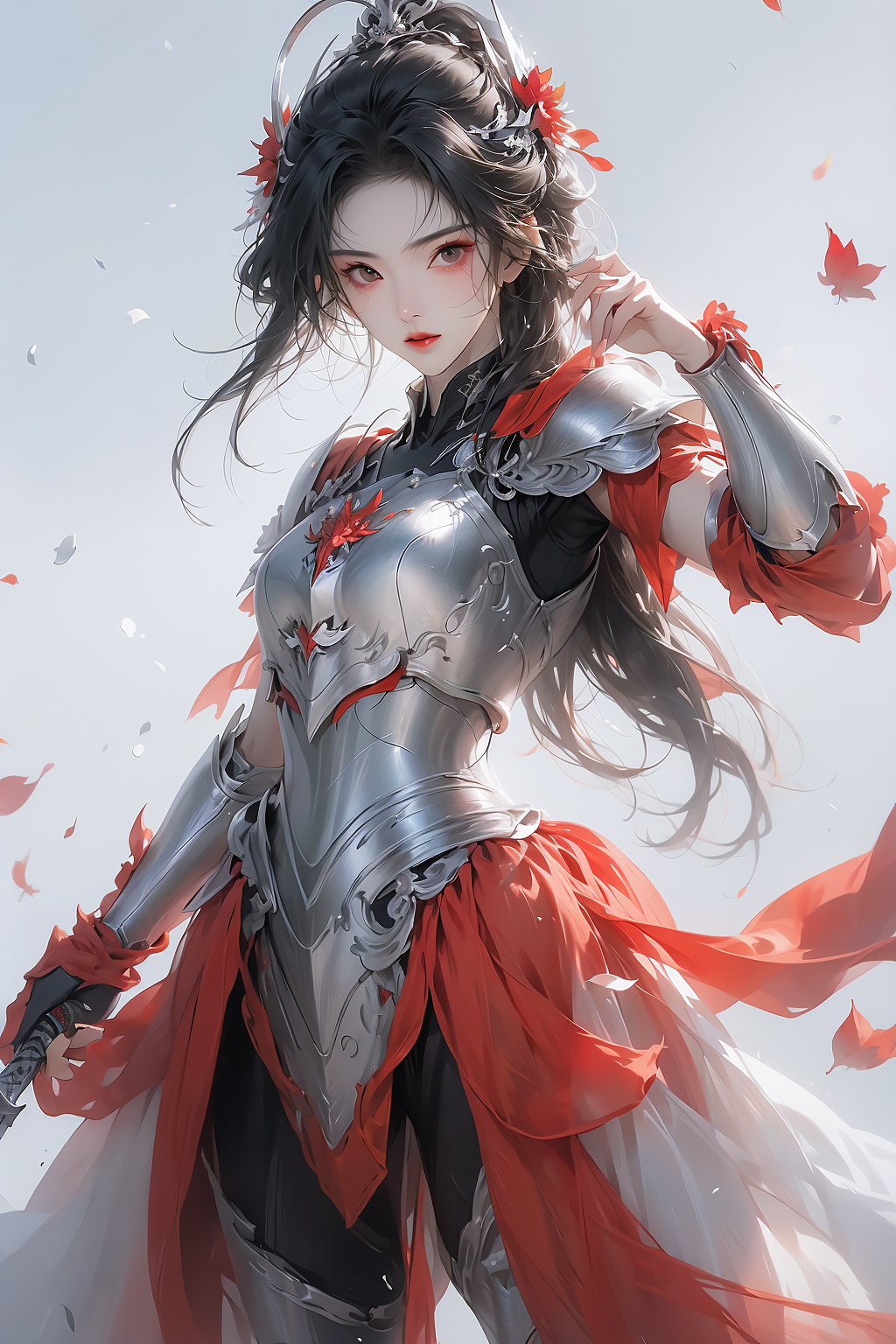 国风插画|古风插画|古风|最后的抵抗-披甲的公主（图ZMzc5MTM4NTcy） - AI作品 - 站酷设计师课代表H原创素材 - 站酷ZCOOL