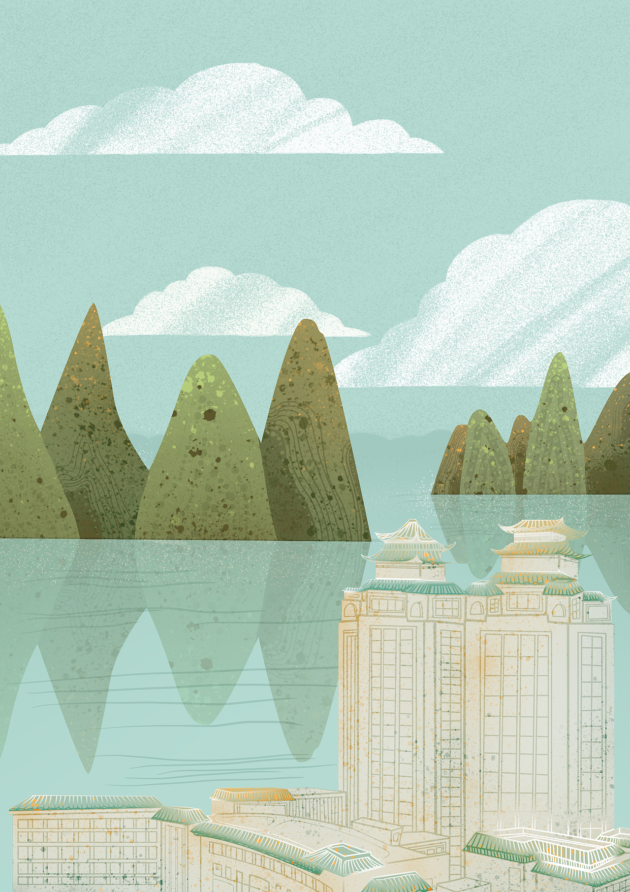 武汉大学绘制（图ZMjI3MjU1OTQ0） - 商业插画 - 站酷设计师南希儿nancy原创素材 - 站酷ZCOOL