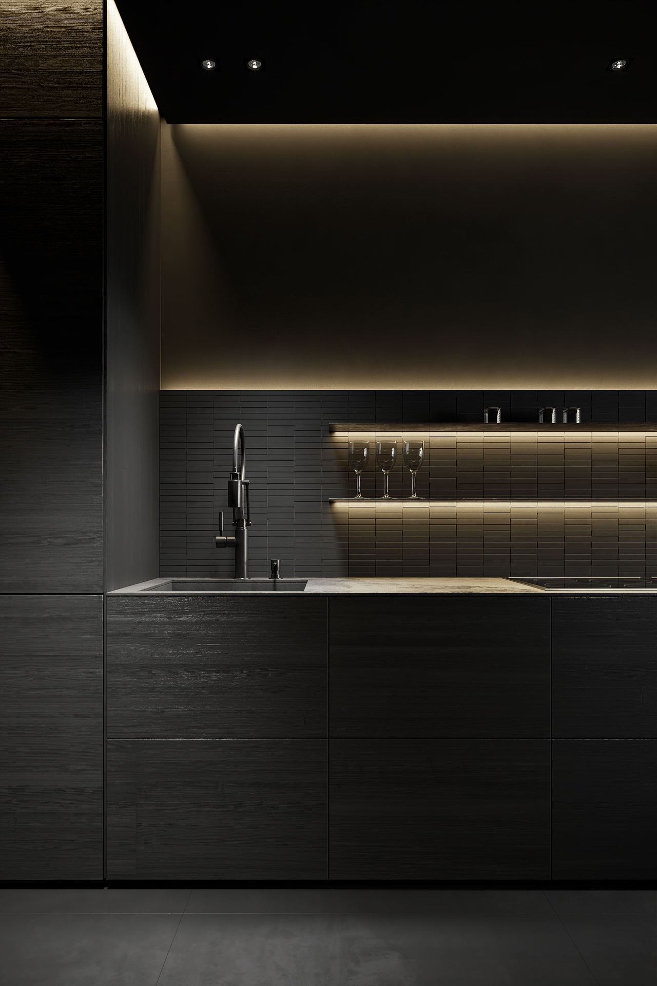 高级黑色系公寓设计,质感超细腻