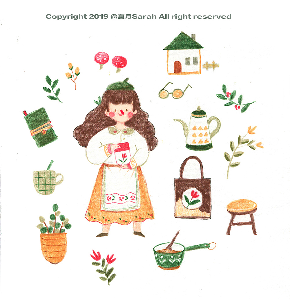 日常可爱彩铅简笔画（图ZMTUwMTA5Njg4） - 儿童插画 - 站酷设计师夏月sarah原创素材 - 站酷ZCOOL