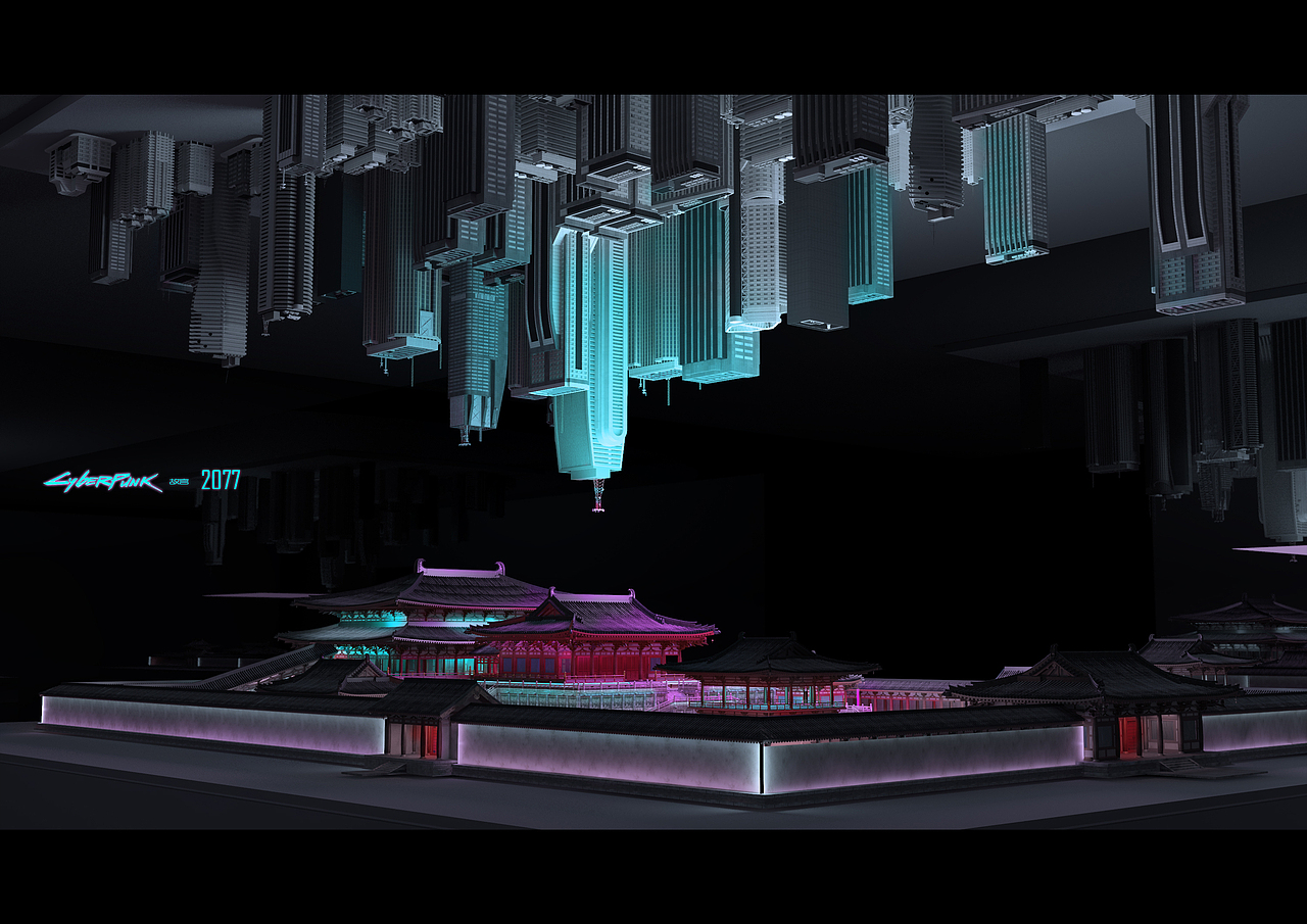 赛博朋克故宫文化展厅设计