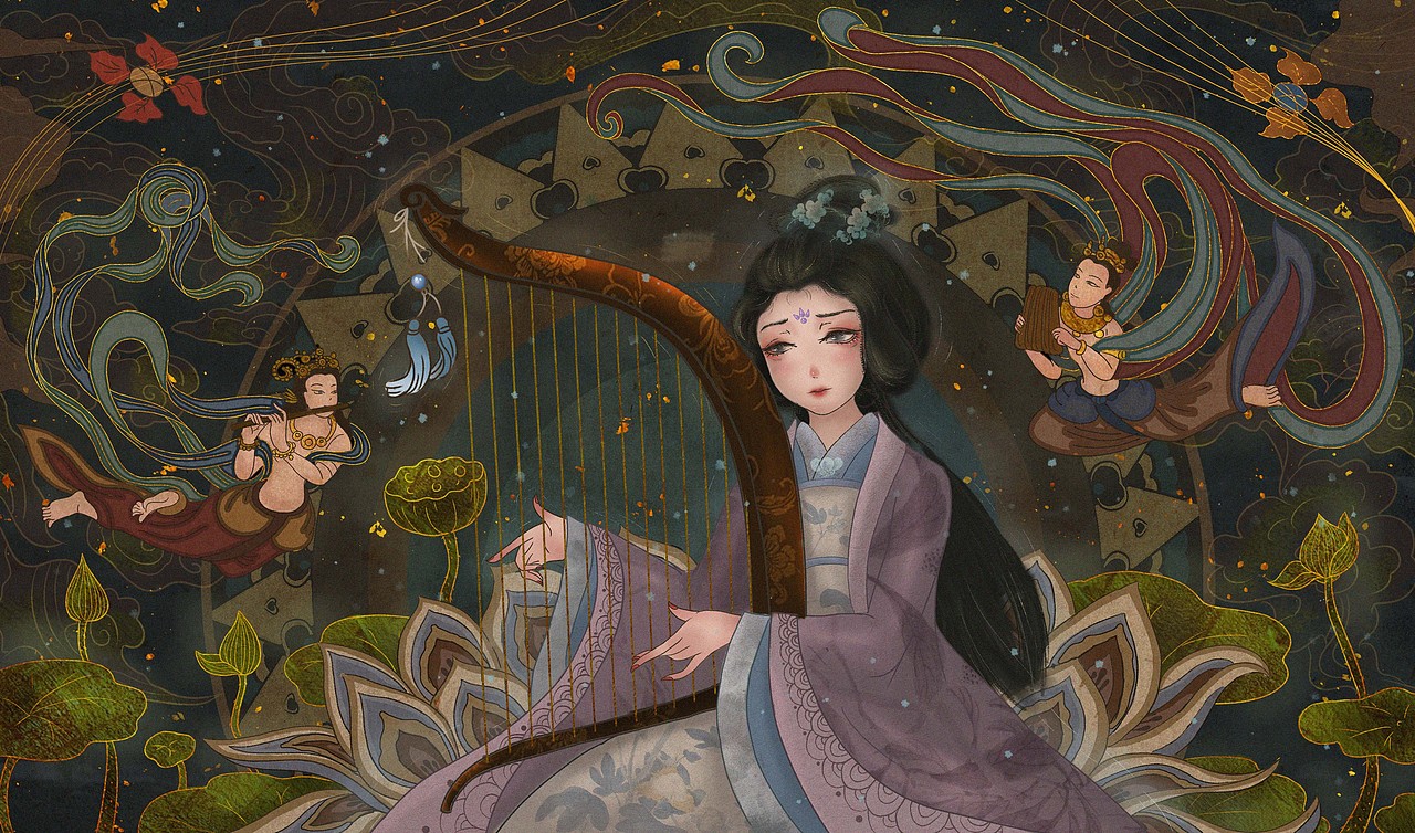 古风系列插画《合笙之歌》（图ZMjcyMTk3NDQ4） - 艺术插画 - 站酷设计师卷卷渔原创素材 - 站酷ZCOOL