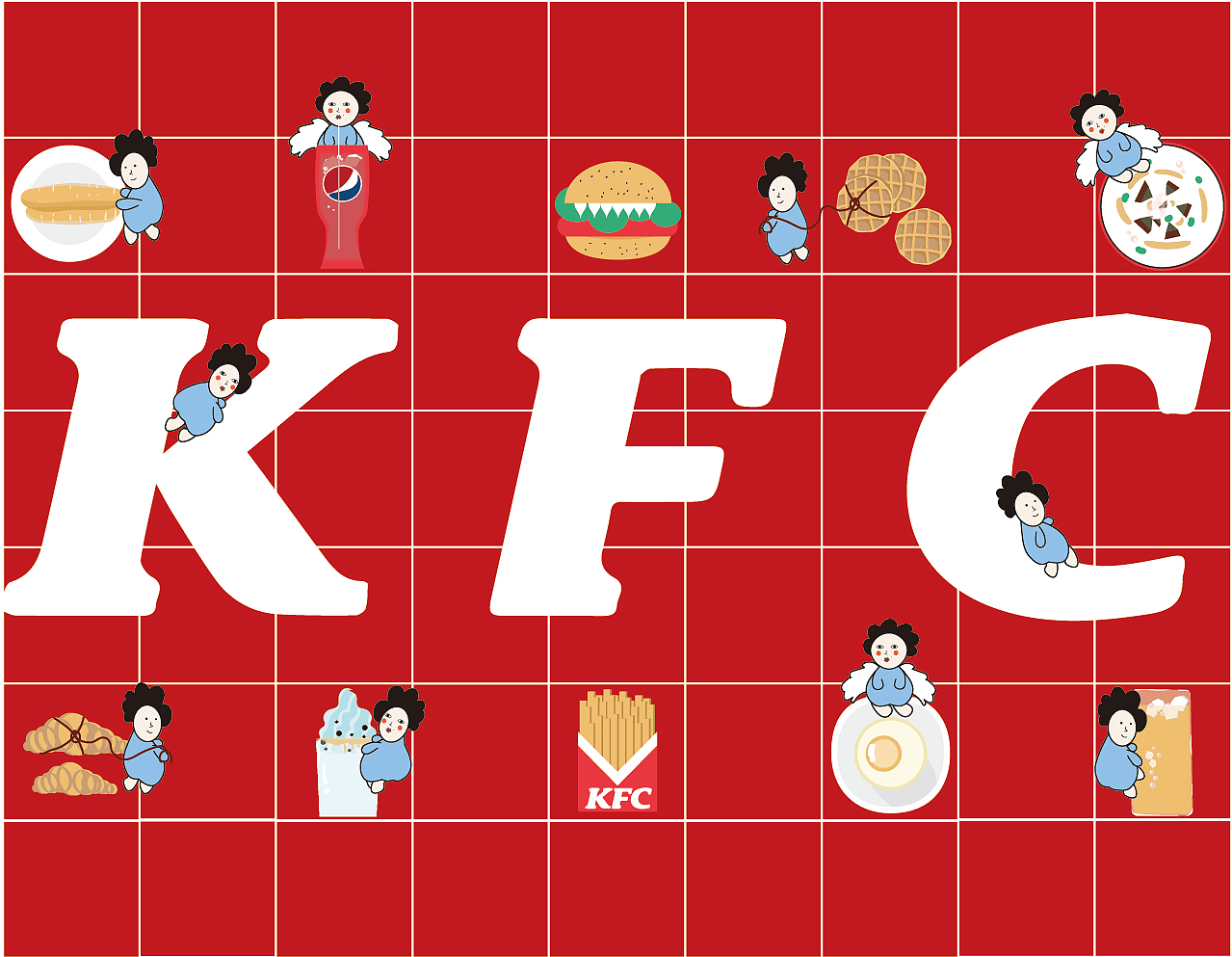 肯德基插画设计（图ZMjU2OTU1ODEy） - 商业插画 - 站酷设计师追风筝的李女士原创素材 - 站酷ZCOOL