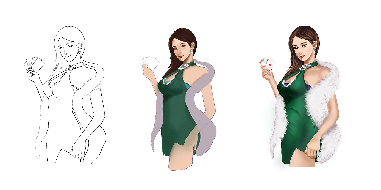 棋牌人物原画临摹（图ZODQ2MTUzMDQ=） - 游戏原画 - 站酷设计师一栗小莎子原创素材 - 站酷ZCOOL