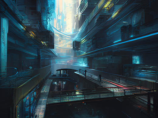 #站酷梦笔#赛博朋克地下城，电影打光,插画,赛博朋克