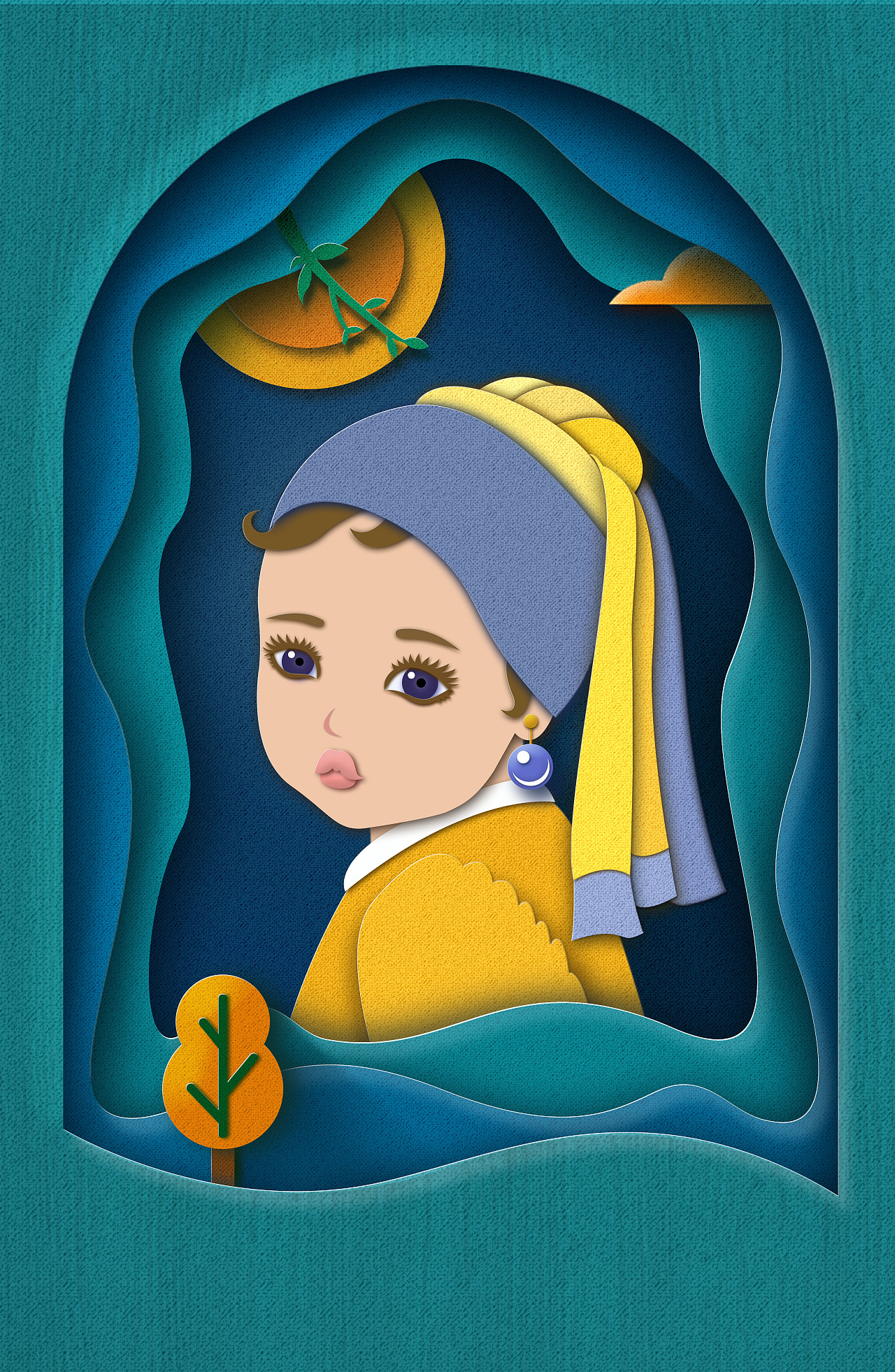 剪纸风的珍珠女孩|插画|创作习作|慢慢画吧 - 原创作品 - 站酷 (zcool