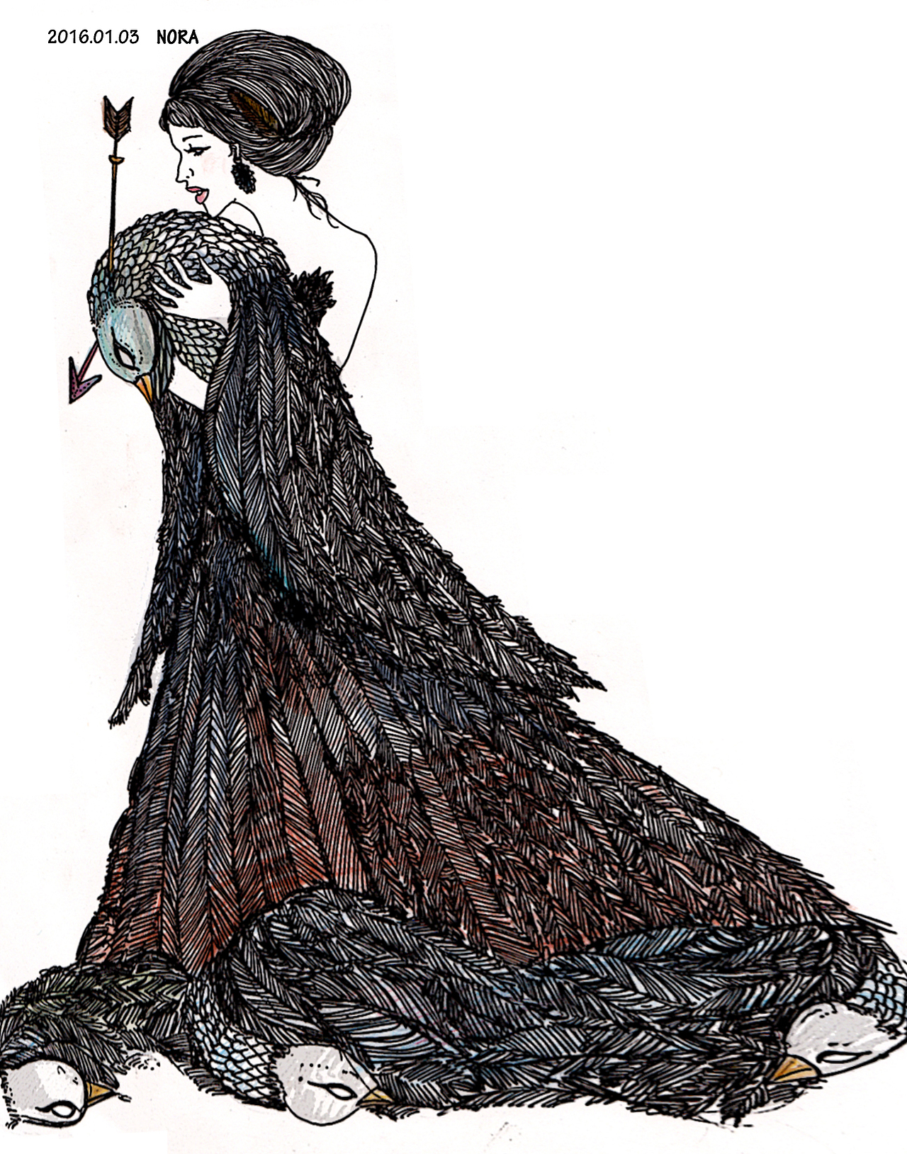 藏在头发里的小红豆