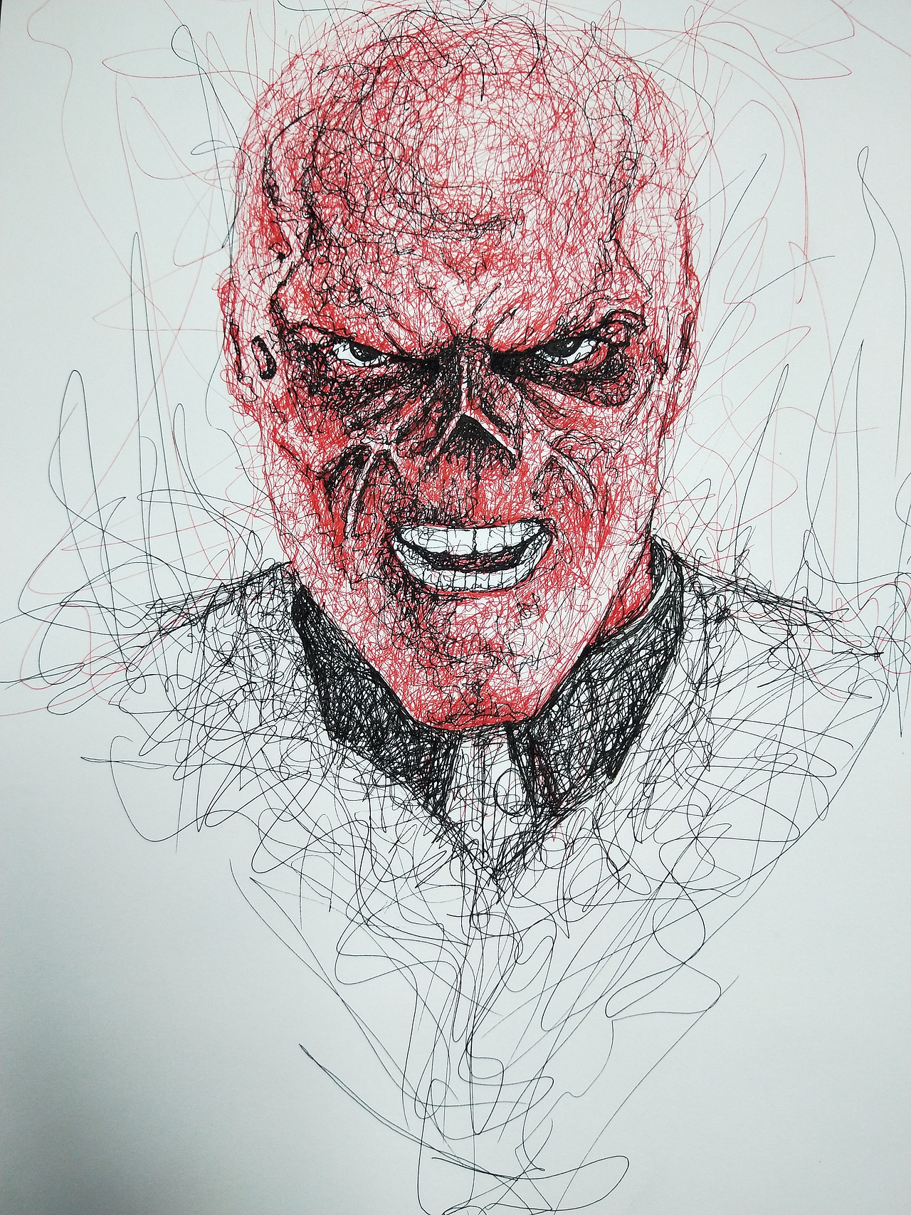 中性笔飞线红骷髅