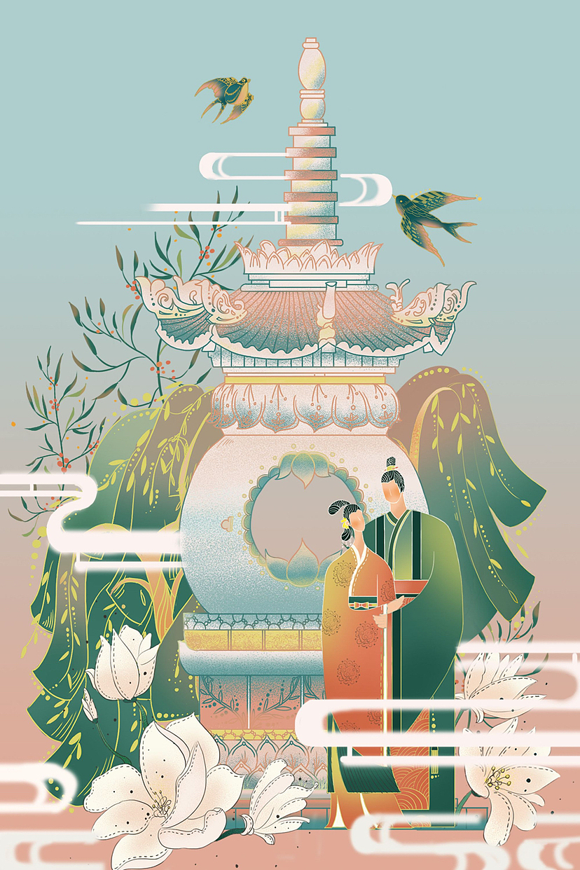 清爽干净中国风田园风格节日节气插画（图ZMzE4NzY5Nzg0） - 商业插画 - 站酷设计师画友帮原创素材 - 站酷ZCOOL