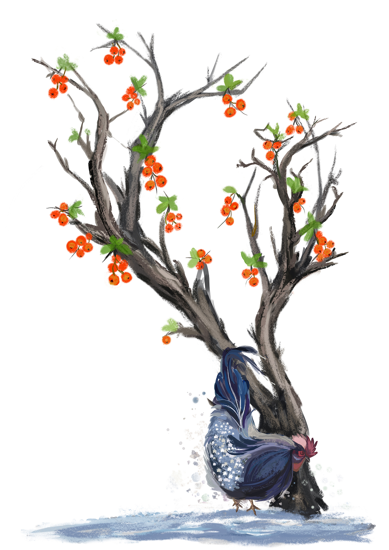 鸡和山楂的插画（图ZODEzODMyMjA=） - 创作习作 - 站酷设计师黄雨粒原创素材 - 站酷ZCOOL