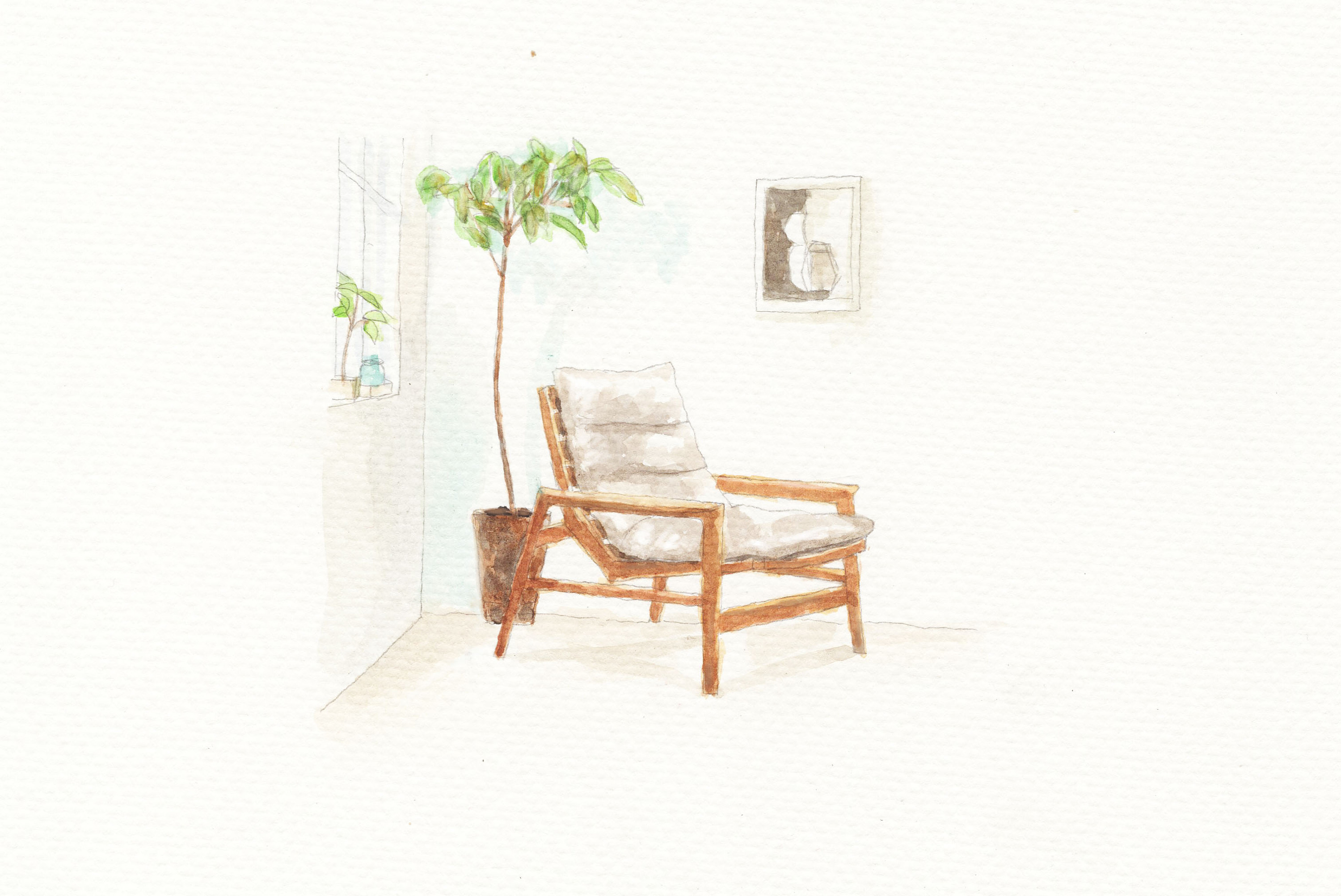 一组水彩家具小画