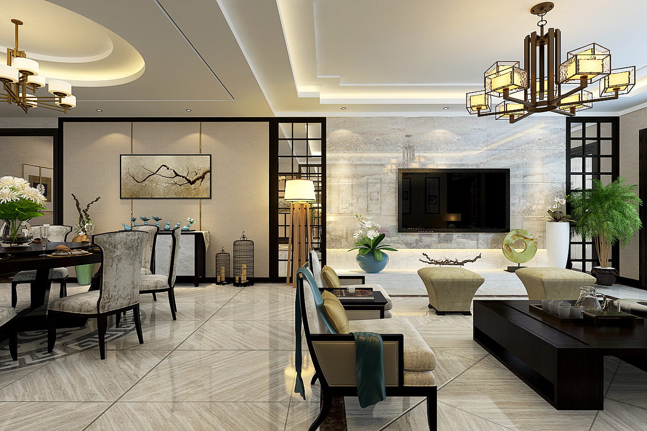 贵阳会展城九号270平米新中式混搭风格别墅装修设计