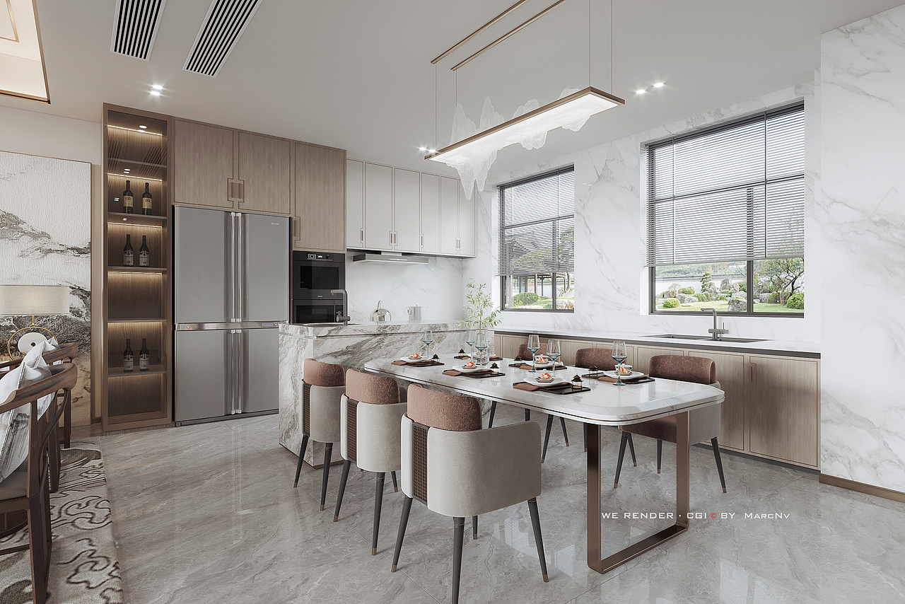 新中式客餐厅（图ZMjg0OTcxNzA4） - 家装设计 - 站酷设计师MarcNv原创素材 - 站酷ZCOOL