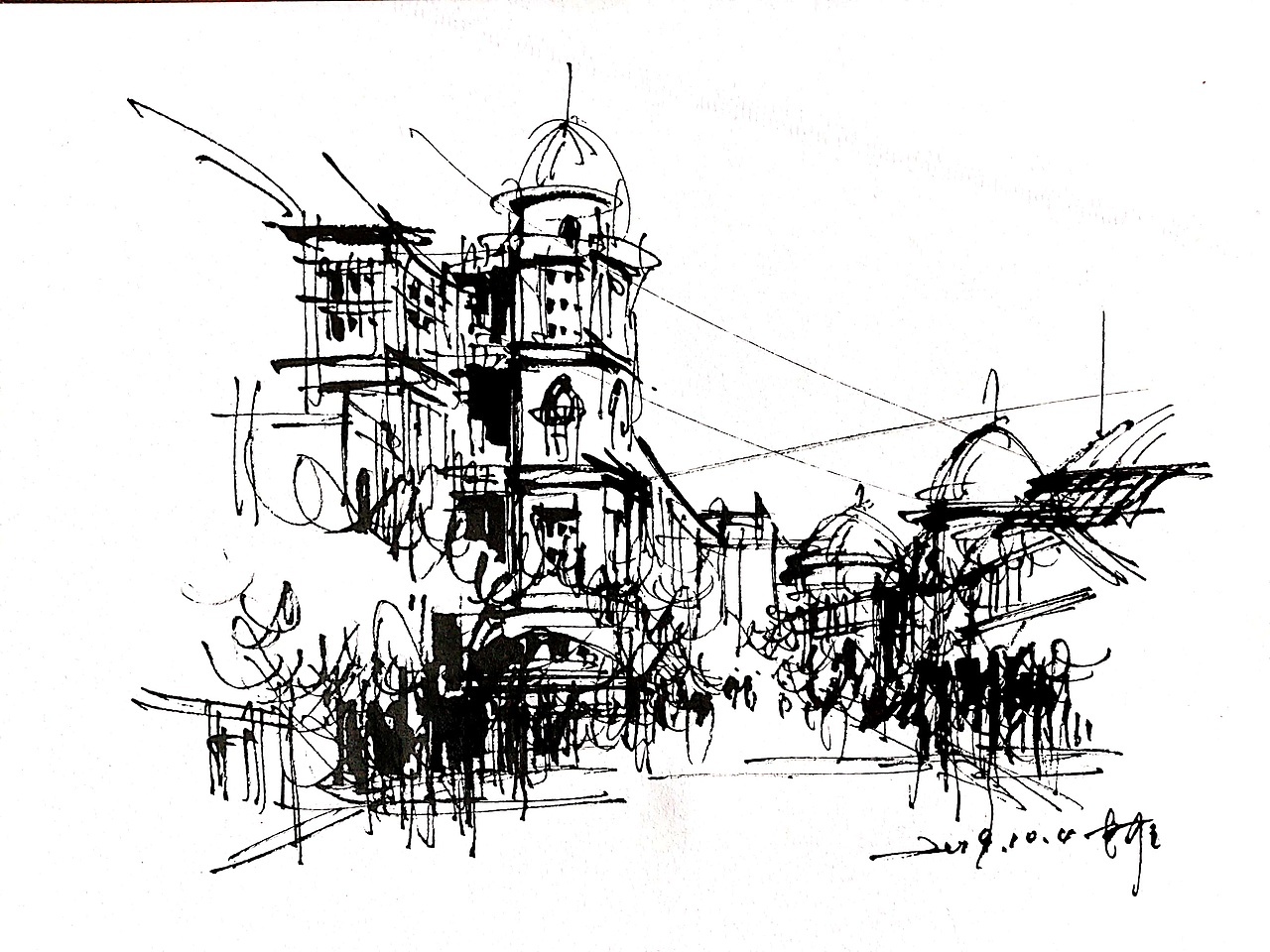 阿王速写建筑风景手绘