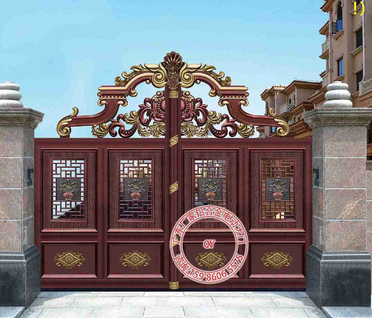 院子电动门 别墅室外门 别墅双开门（图ZMjI2NTE5OTIw） - 生活用品 - 站酷设计师阿诗凡盾庭院原创素材 - 站酷ZCOOL