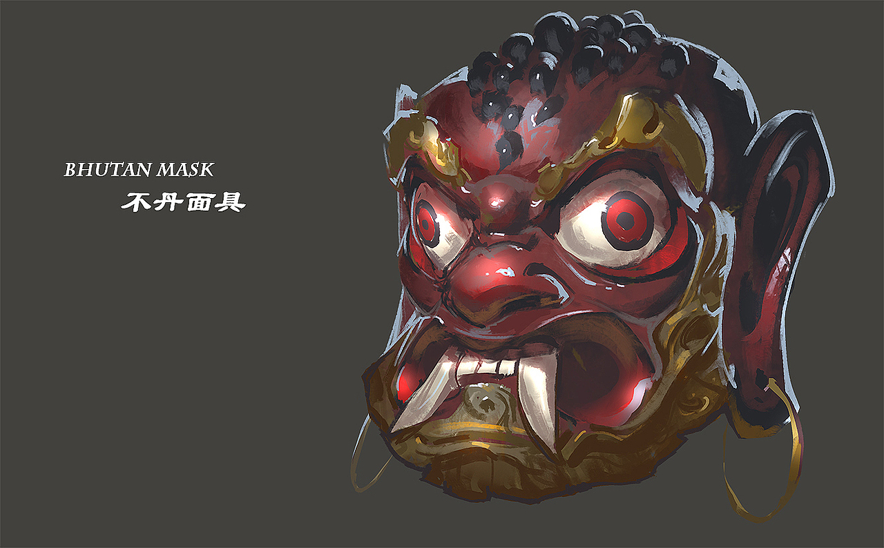 不丹面具作画步骤