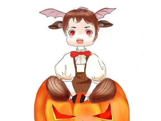 南瓜女孩  sai绘画